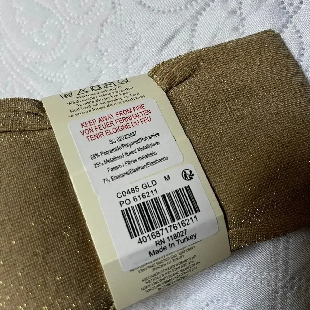 NWT Mini Boden Gold Sparkle Tights Size M